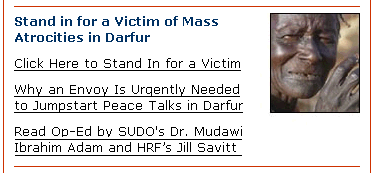 Stand in for a Victim of Mass Atrocities in Darfur